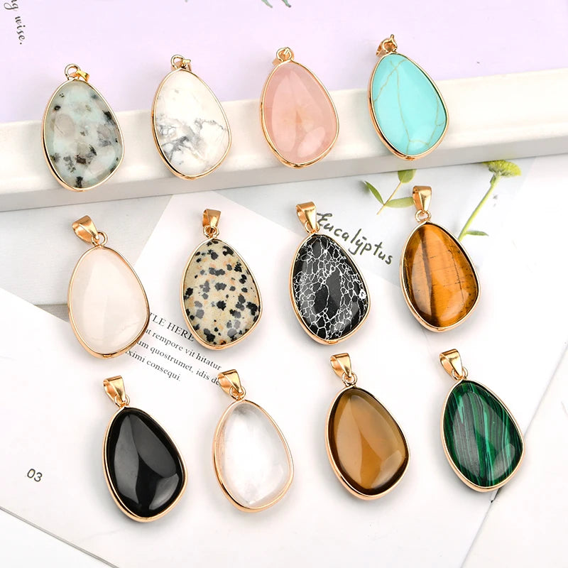 Christmas Gift Man Women Unisex Natural Crystal Charm Irregular Triangle Crystal Pendant Necklace