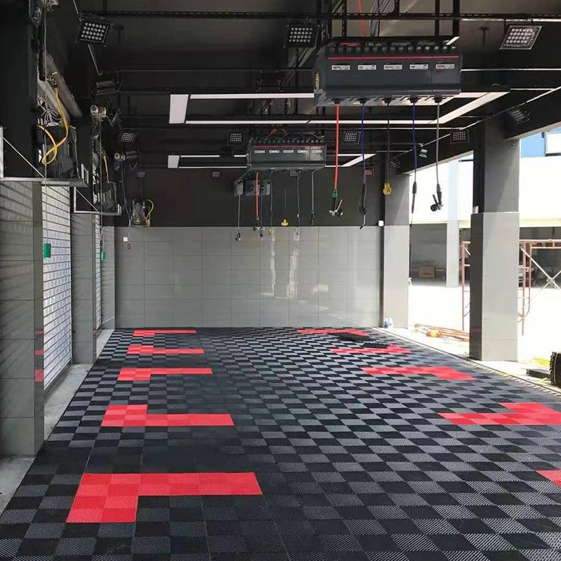 Manufacture Rigid Modular Industrial Plastic Garage Flooring Mats Interlocking Garage Floor Tiles for Car Detailing Workshop