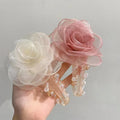 New Design Women Large Korean Flower Pearl Sweet Hair Clips Simple Fashion Hair Claw for Girls Hair Accessories