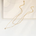 18k Plated Jewelry White Shell Round Pendant Necklace Layered Necklace Curb Chain Tassel Chain Necklace Jewelry Set for Woman