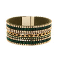 Fashion Bohemia Wide Side Bracelet Ethnic Style Chain Luxury Diamond Bracelet Custom Leather Charm Bracelet for Woman
