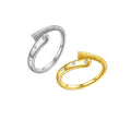 FUAMAY 18K Gold Open Bezel Setting Stone Rings for Women Classic Style Irregular Anniversary Wedding Party Jewelry