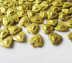 Textured Heart Charm 12x14mm Raw Brass Findings for Jewelry Design