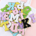 Factory Sale Glitter Garment Accessories 5.5cm 8cm Chenille Embroidery Iron on Embroidery Alphabet Letter Patches