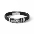 Viking Souvenir Genuine Leather Wristband Unisex Viking Bracelet Norse Myth Valknut Amulet Viking Jewelry