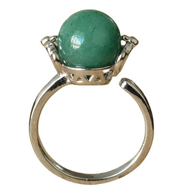 Silver Plated 10MM Balls Gemstone Rings for Women Vintage Adjustable Open Rings Party Engagement Anniversary Jewelryary