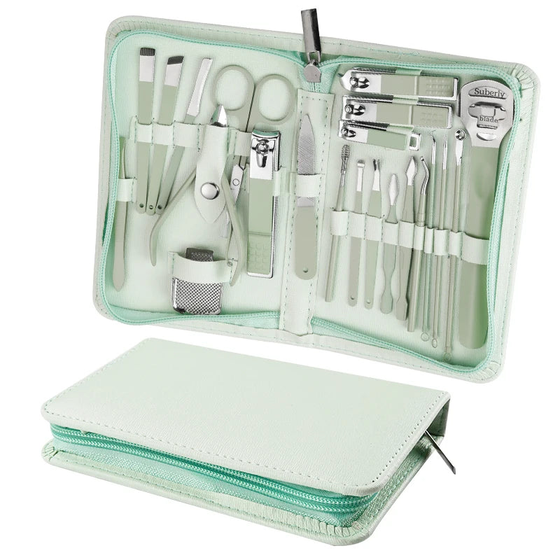 Professional Luxurious Stainless Steel Nail Clippers Kit Pedicure Care Tools 21-Piece Set for Infant & Adult