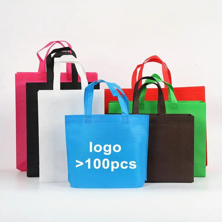 Custom Logo Printed Non Woven Folding Shopping Tote Bag Shoulder Strap Travel-Friendly Gift Option Handbags