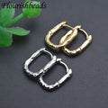 Rectangle Square Shape Simple Twinkling CZ Paved Brass Metal 18K Gold Plated Jewelry Findings Hook Clasps Dangle Earring Making