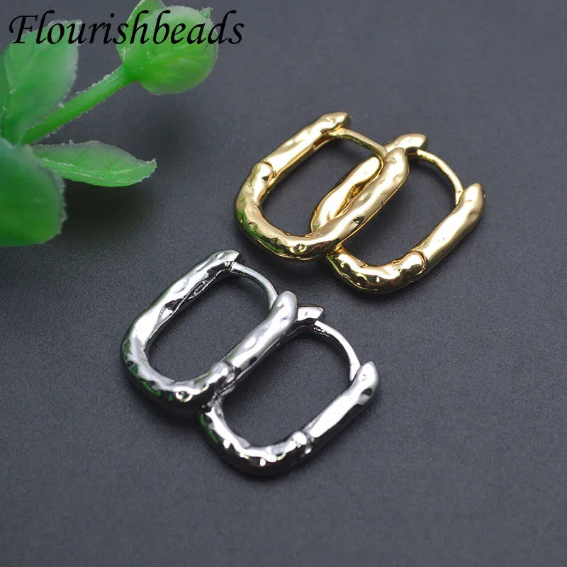 Rectangle Square Shape Simple Twinkling CZ Paved Brass Metal 18K Gold Plated Jewelry Findings Hook Clasps Dangle Earring Making