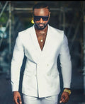White Double Breasted Celebrity Mens Customized Wedding Tuxedos Red Carpet Men Wear Dinner Prom Party Blazer (Jacket+Pants)