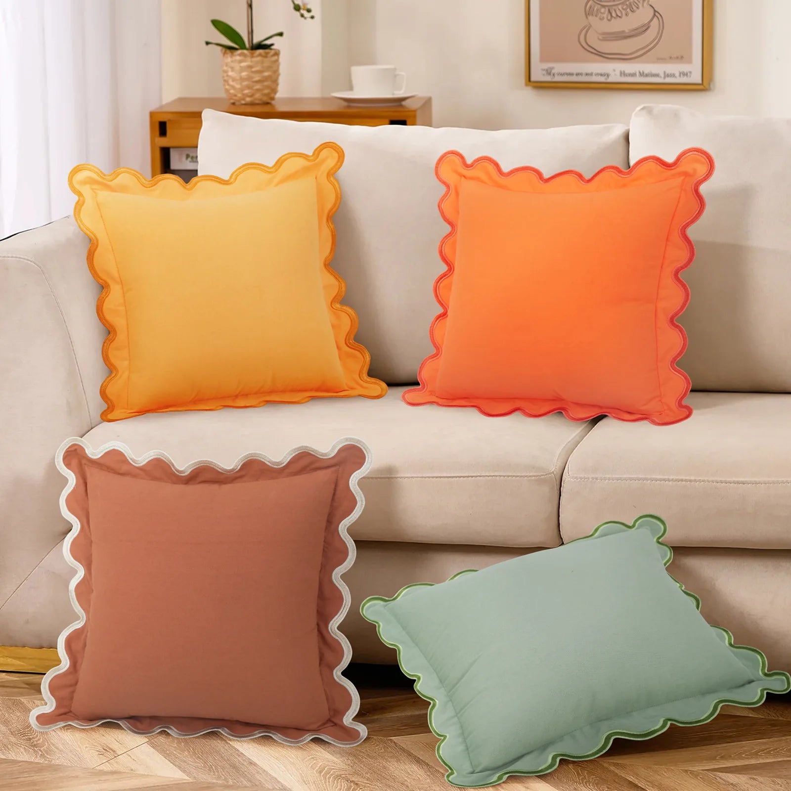 Bohemian Style Pillow Cover with Ruffled Edges Home Decor Cushion Homestay Sofa Cushion