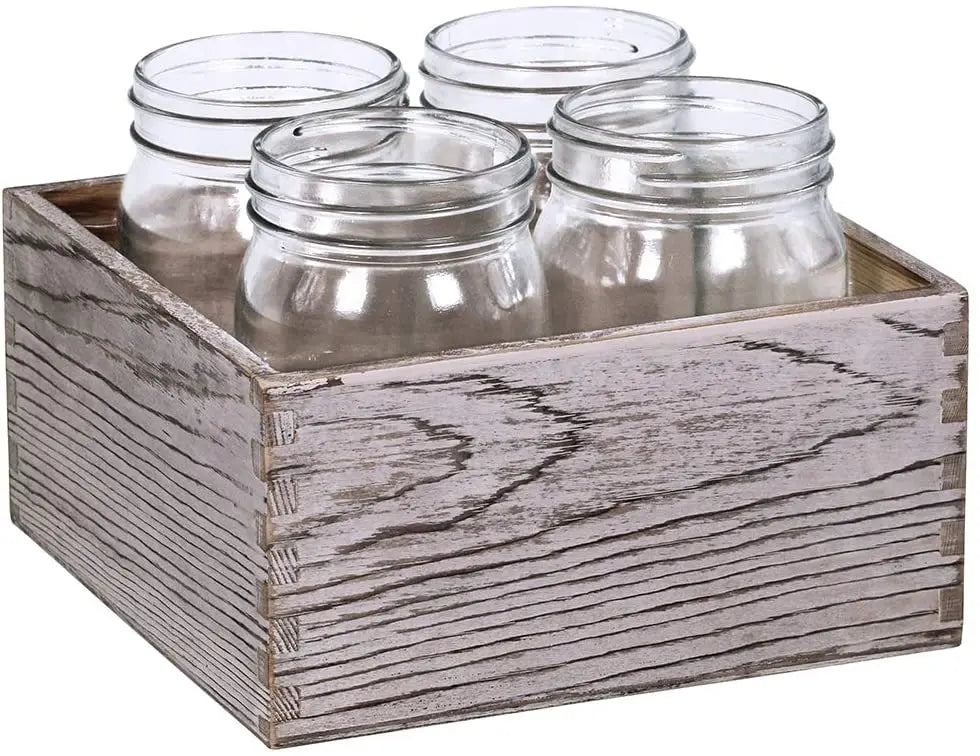 Rustic Shabby Chic Wood Cube Planter Box Eco-Friendly Decorative Craft Pot for Succulents and Flowers Engraving Carving Type