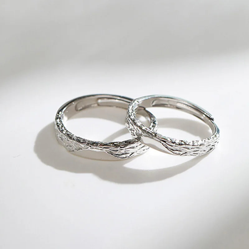 Romantic Silver Plated Simple Couple Rings for Women Men Wedding Engagement Ring Jewelry Long Distance love Ring