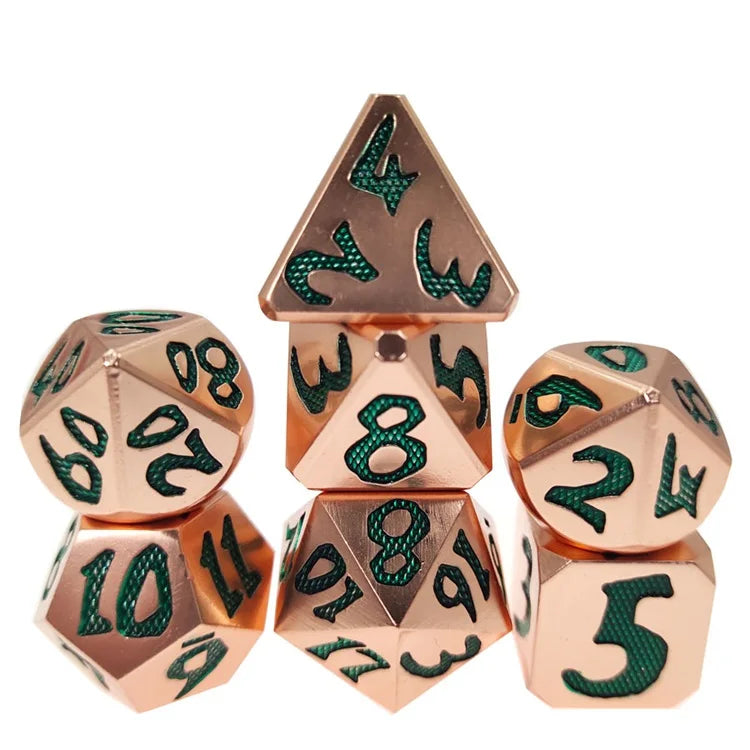 Wholesale Custom Logo Mixed Color DND Glitter Font Metal Dice Set Fun Board Game Play with Dungeons and Dragons