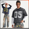 Custom Screen Printing Football Tshirts Mens Boxy Cropped Mesh Streetwear Jersey T-shirt