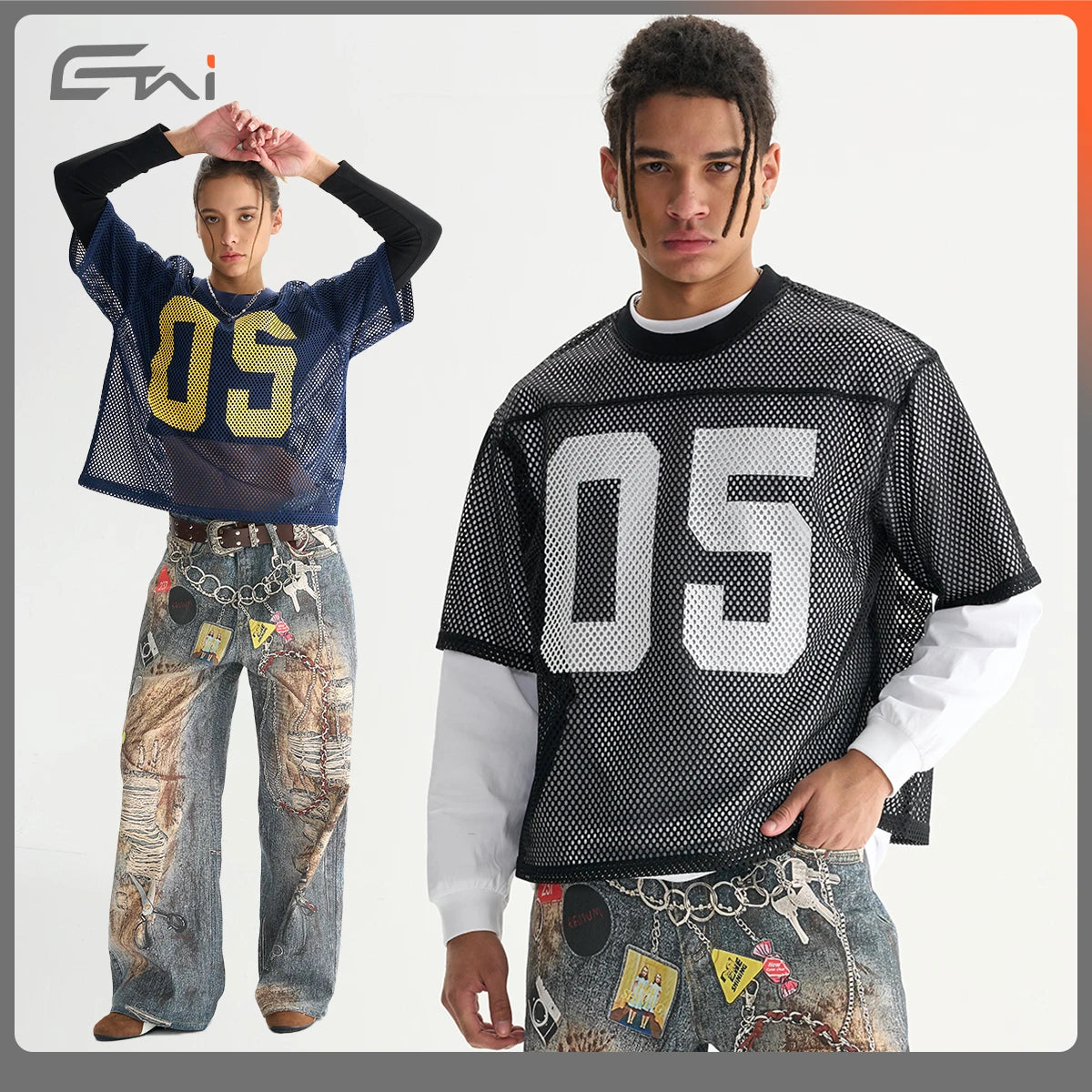 Custom Screen Printing Football Tshirts Mens Boxy Cropped Mesh Streetwear Jersey T-shirt