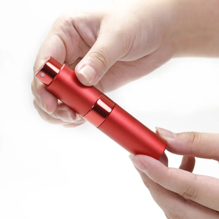 Daily Use Skincare Packaging 8ml 15ml Red Empty Rotary Aluminum Glass Perfume Spray Bottle for Travel Cosmetic Packaging