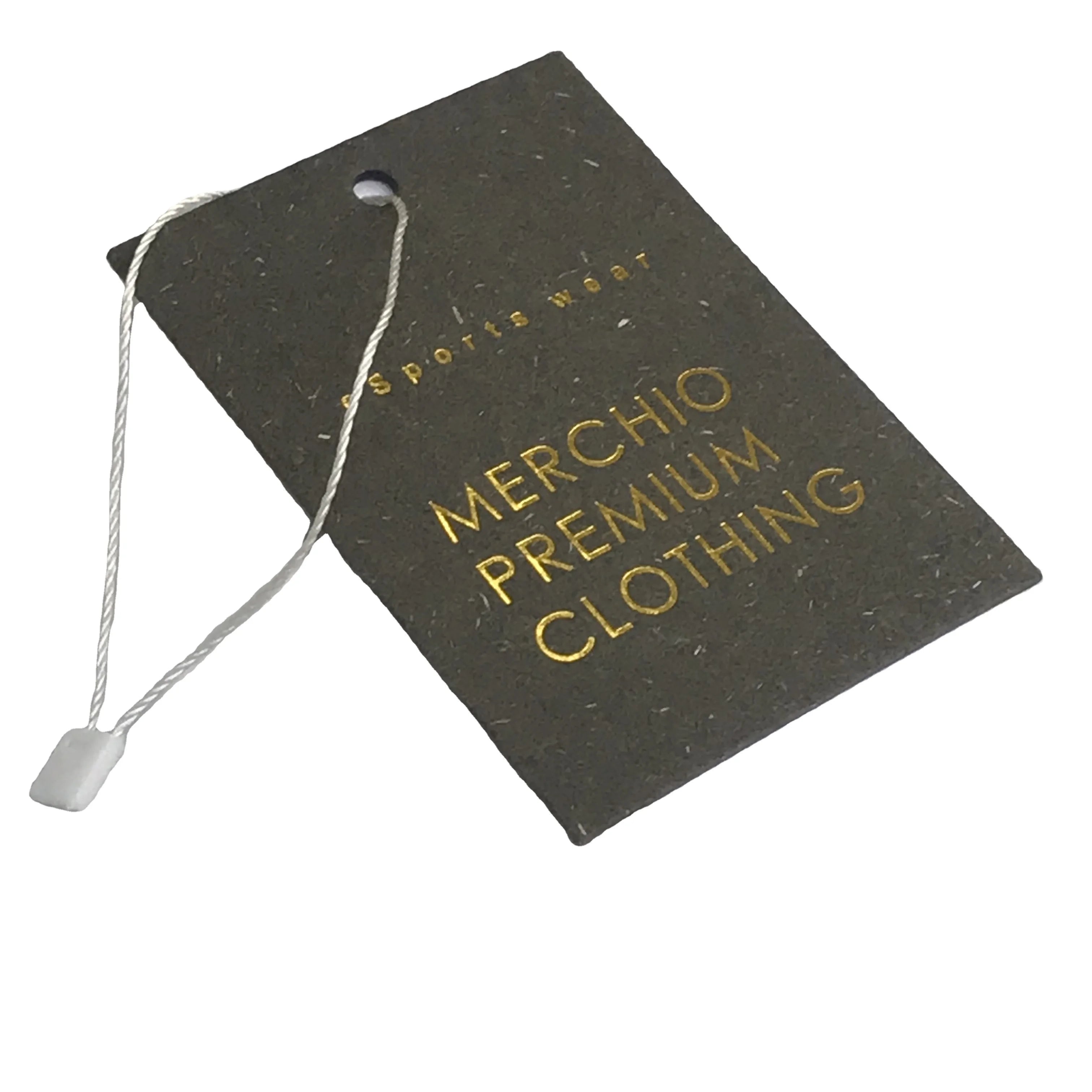 Custom Logo Thick Black Paper Hang Tag Sets Printed Swing Price Tag Garment Clothing Labels With Rope
