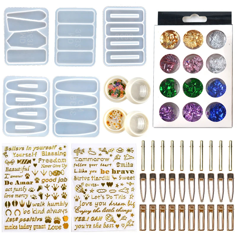 JF052 Hot Sell DIY Resin Mold Set for Craft Pendant Hairpin Bead Necklace Bottle Coaster Storage Box Tray Jewelry Mould Kit