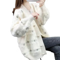 2024 New Spring and Autumn  Knitting Jacket Cardigan Women's Contrast Loose Outer Wear Cardigan Women's Knitting Coat