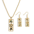 Hawaiian Samoa Boho Vintage Style Jewelry Turtle Design Rectangular Pendant Necklace Earrings Set Women