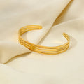 Minimalist Non Tarnish Open Stainless Steel Bracelet 18K Gold Plated Adjustable Multilayer Bracelet Bijoux En Acier Inoxydable