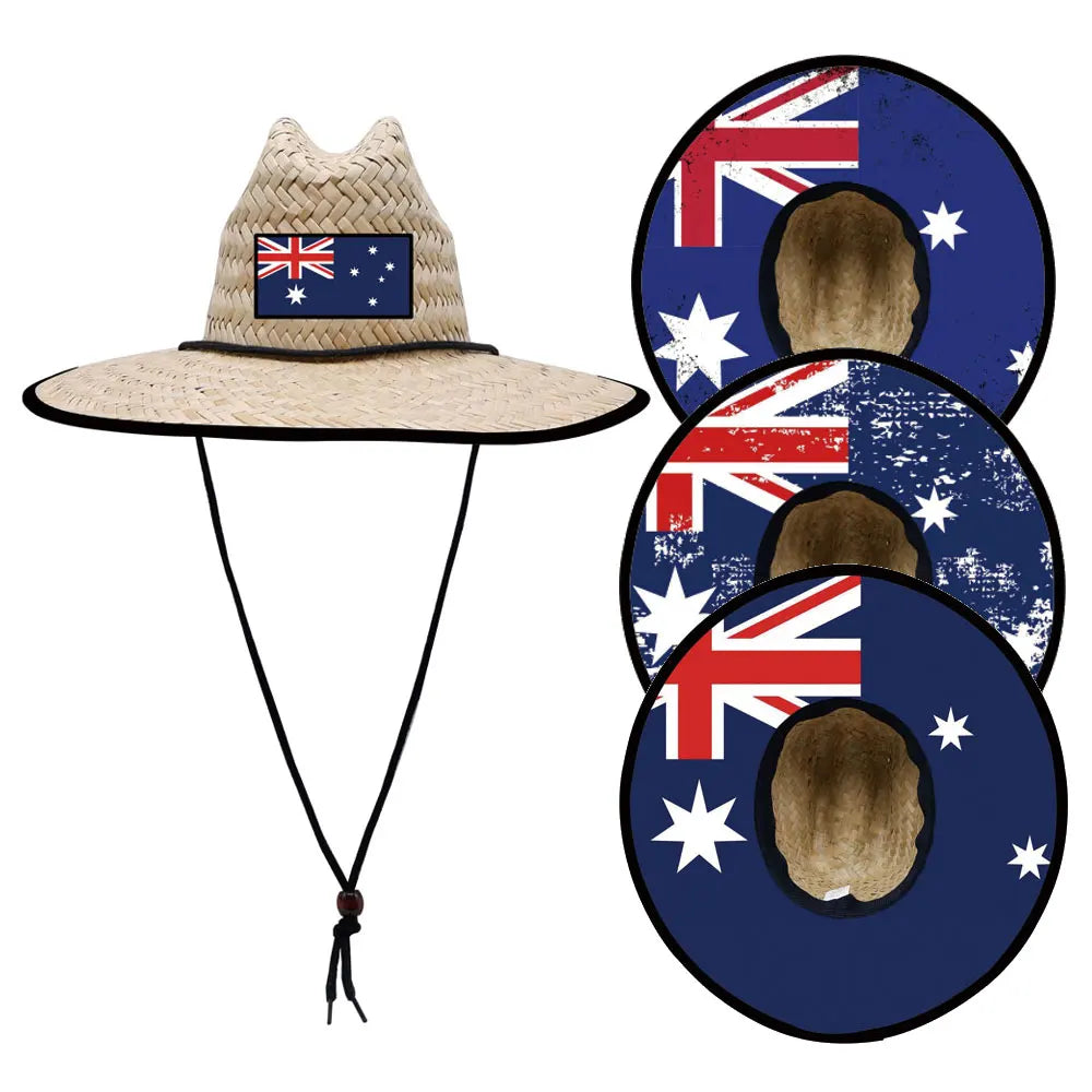 China Factory Oversized Natural Straw Sun Hat Wide Brim Lifeguard Style for Travel Fishing Daily Casual Cycling Australia Beach