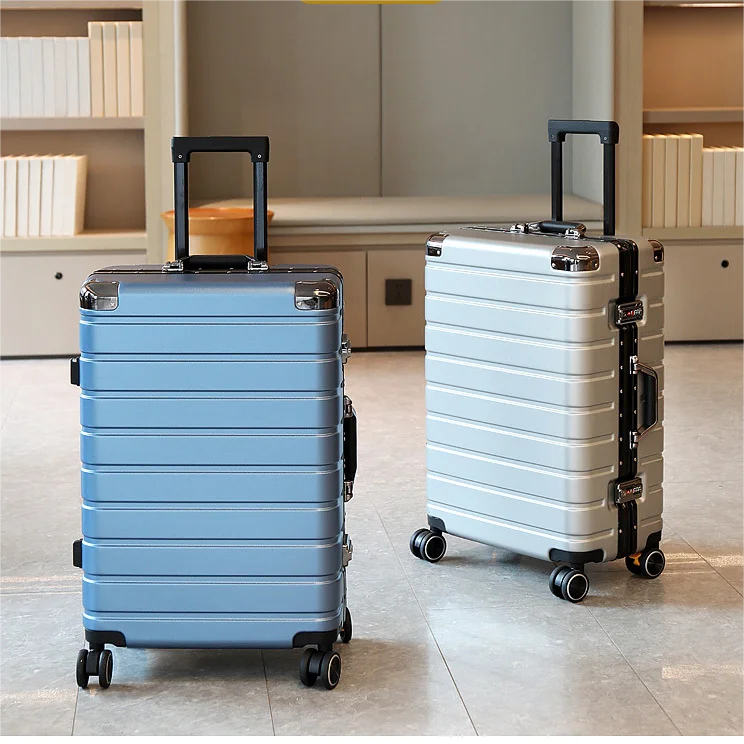 Business Aluminum Frame Luggage Lightweight Trolley Suitcase With Universal Wheels Durable PC Large Capacity Travel Luggage Bags