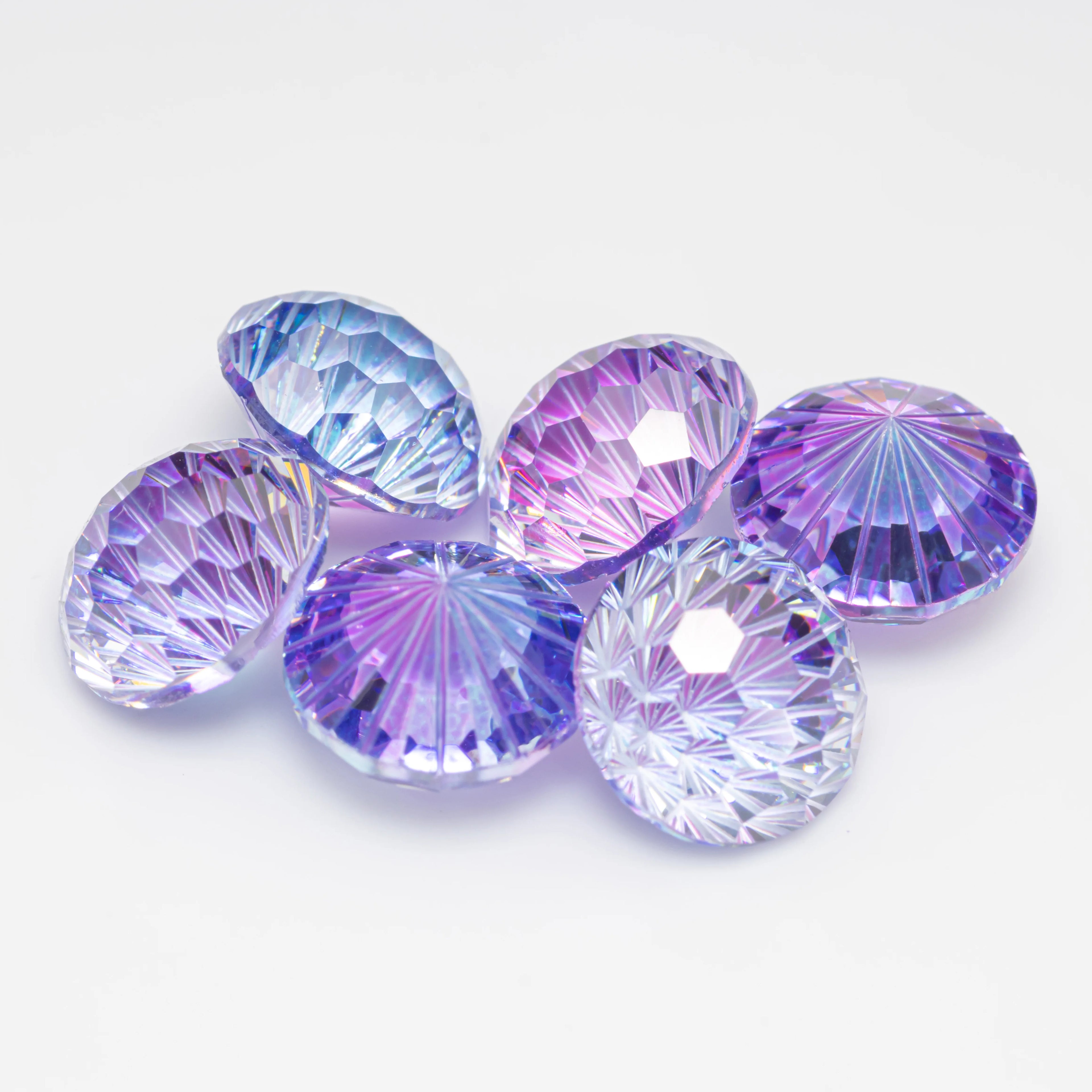 HanYu Wholesale 5A Round Blue Purple Mixed Color Fireworks Cut Zircon Bare Stone Nail Zircon Earrings
