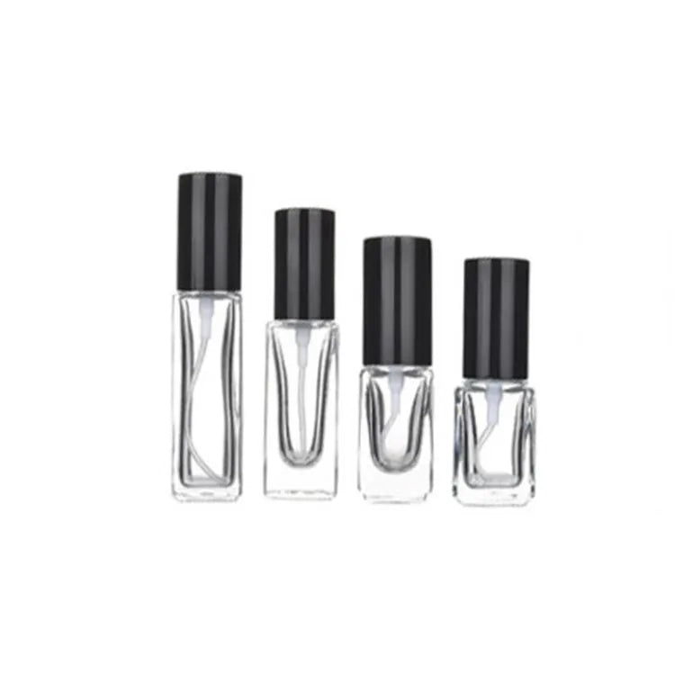 High Quality Square 3ml 5ml 10ml 15ml 20ml  Custom Transparent Black Refillable Glass Perfume Bottle With Fine Mist Sprayer