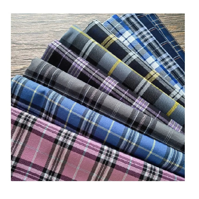 Factory price JK checked plaid 32S polyester cotton TC yarn dyed fabric for school uniform