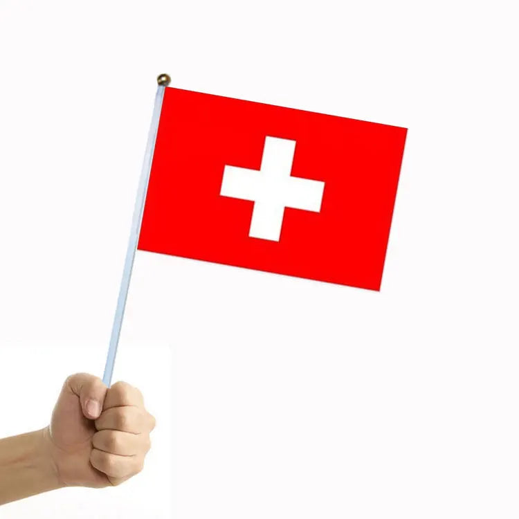 Custom Switzerland Small Flag Wholesale Hand Held Flags Football Sports Fans Mini Banner Flags