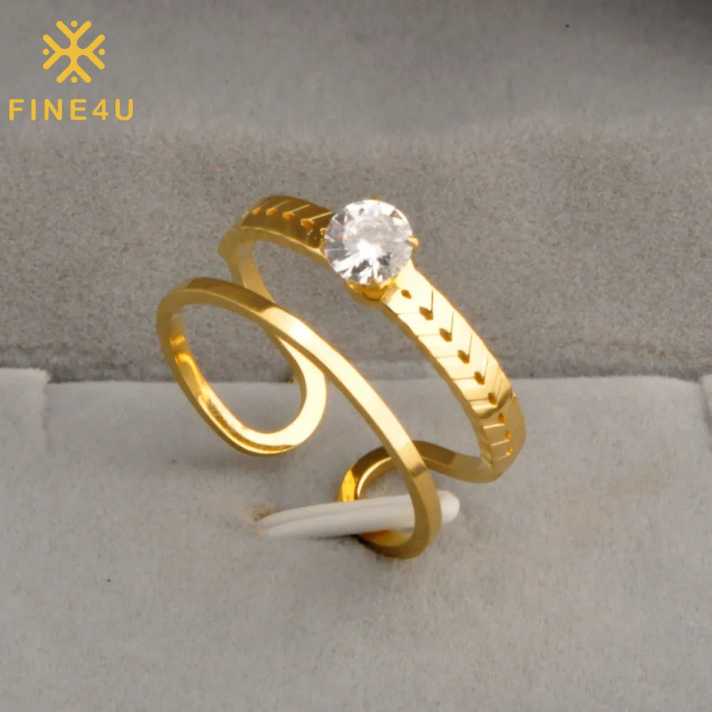 Luxury Simple Fashion Woman Jewelry Engagement Diamond Wedding Stainless Steel Zircon Rings