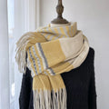 Winter Women's 2023 New Polyester Plaid Scarf Sweet Thick Long Tassel Shawl