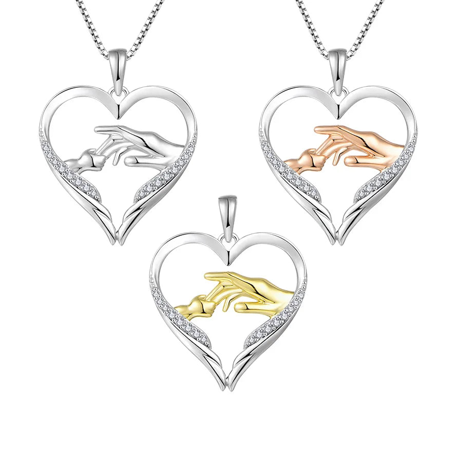 Personalized Hand in Hand Love & Peace 925 Sterling Silver Heart Pendant