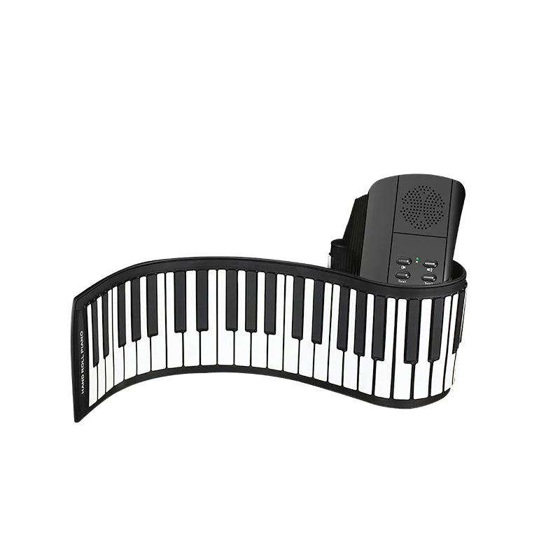 Konix PM49 Low Cost 49 Keys Black and White Flexible Keyboard Kids Instrument Musical School Students Hand Roll up Piano