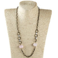 Fashion Delicate Jewelry Gift Antique Bronze Paperclip Link Chain 2 Big Amazonite Natural Stone Gravel  Necklace
