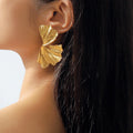 Vintage Gold Leaf Stud Earrings Silver Twist Striped Scalloped Stud Earrings for Women Birthday Party Prom Jewelry Gift