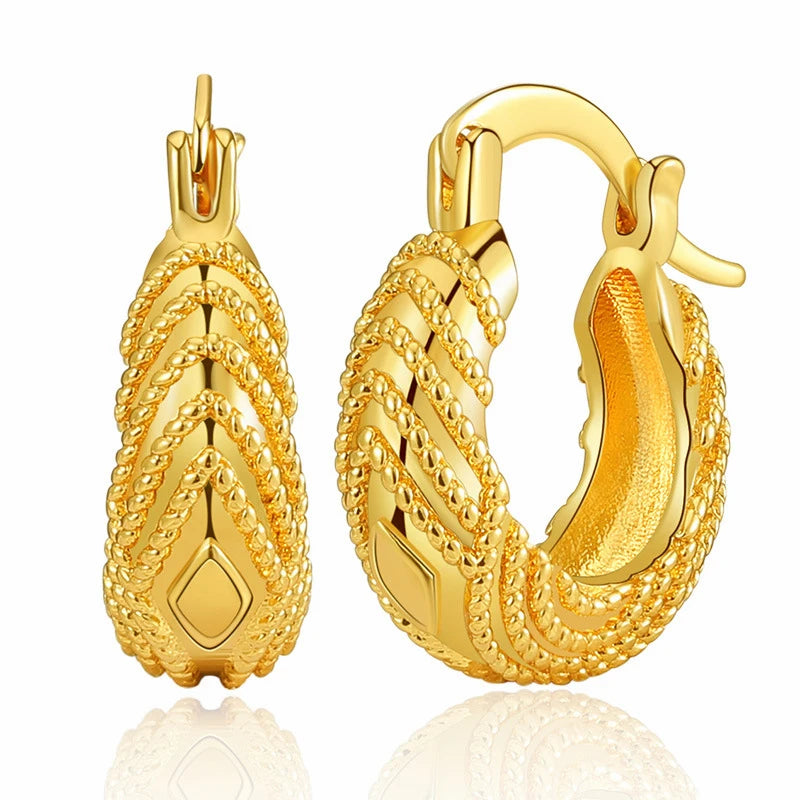New Vintage Trendy Jewelry 18k Gold Plated Brass Chunky Small Hoop Earrings for Women
