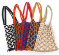 2023 OEM ODM Casual Foldable Pleated Knitted Reusable Tote Shopping Bags for Women Fashionable New Design Vintage Geometric Dual
