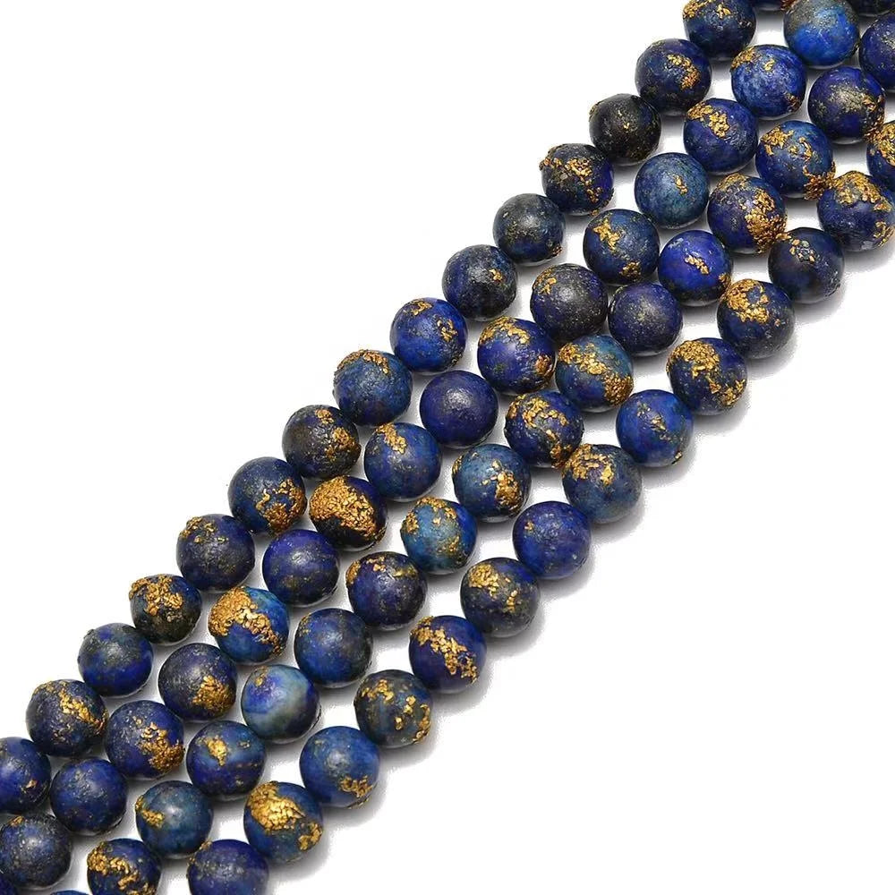Lapis Lazuli Nice 8mm Lapis Lazuli Bronzite Smooth Round Gemstone Loose Beads for Jewelry Making