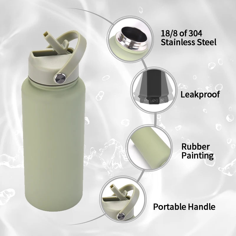 1000 ml Large Capacity Custom Vacuum Bottle Double Wall Stainless Steel Insulated Metal Flask Sport Water Bottle