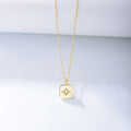 KN1845 New Style Romantic Jewelry 925 Silver Gold Plated Necklace square Pendant Single Cz Necklace