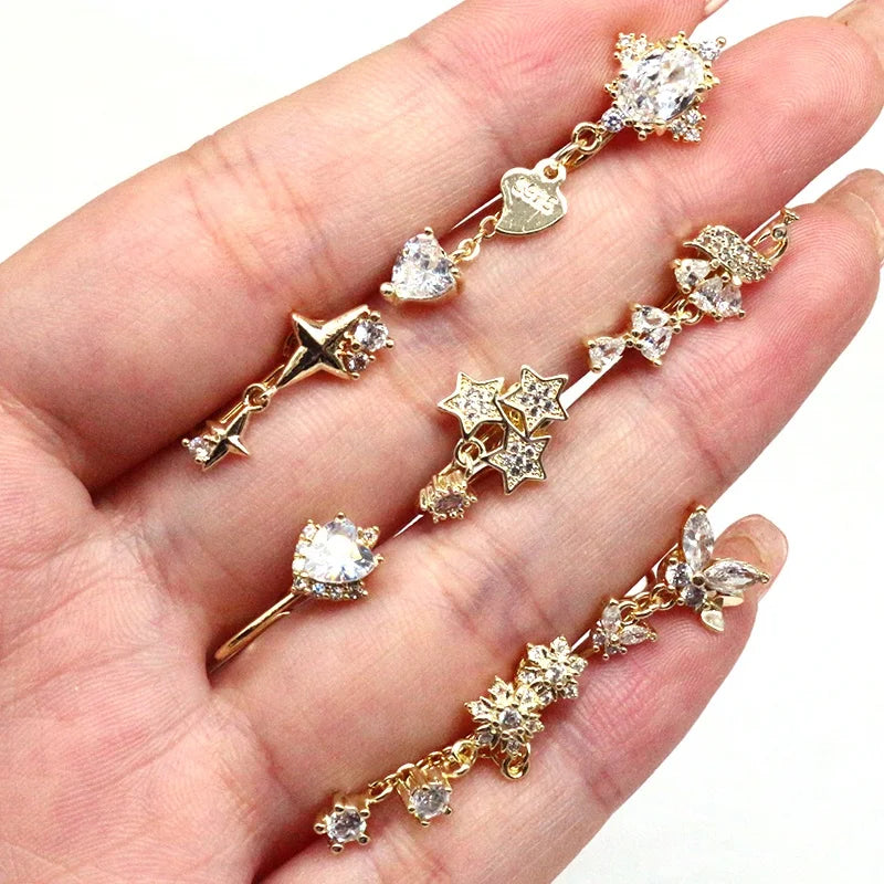 Gaby New Arrive butterfly Heart Design Dangle Clip on Faux Nose Ring Cuff Nose Cuffs Nose Ring Non Piercing Jewelry