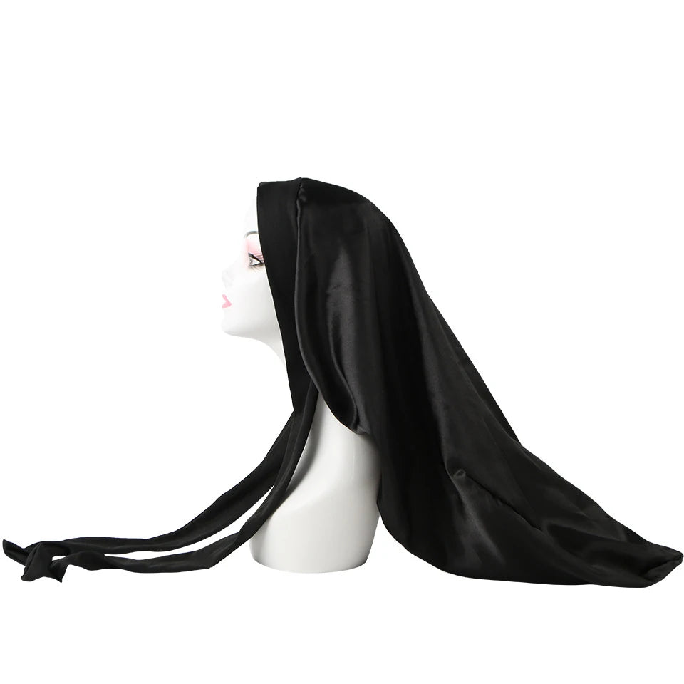 Wholesale Adjustable Wide Elastic Sleep Hat Hair Wrap Extra Long Satin Silk Bonnet with Ribbon