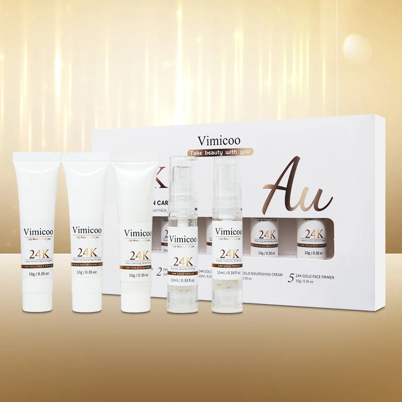 Korean Private Label Organic Facial Moisturizing Repairing Skincare Kit Travel 24k Gold Cosmetics Beauty Vegan Skin Care Sets
