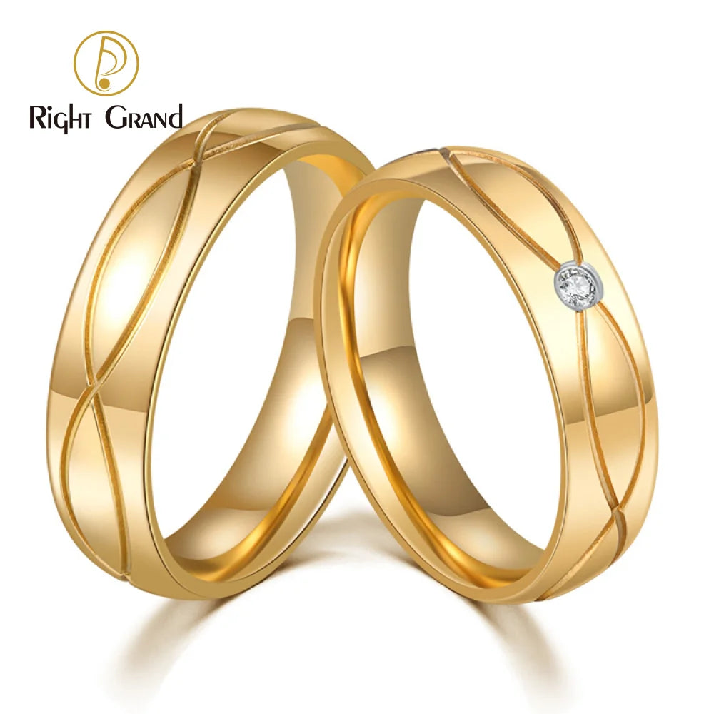Hot Sale Tarnish Free Zircon Ring Stainless Steel Ring Couple Fashion Wedding Engagement Jewelry Ring