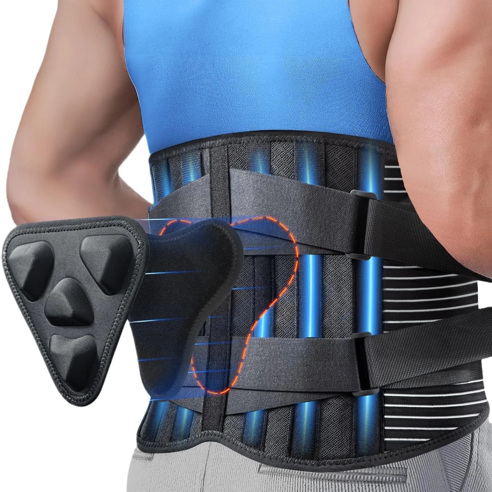 Unisex Back Brace with 6 Stays Working Safety Breathable Lumbar Back Belt Anti-skid Lumbar Support  Lumbar Back Braces