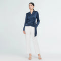 Wholesale 22MM Mulberry Silk Elegant Silk Womens Formal Shirt Design Ladies Long Sleeve Blouses and Tops